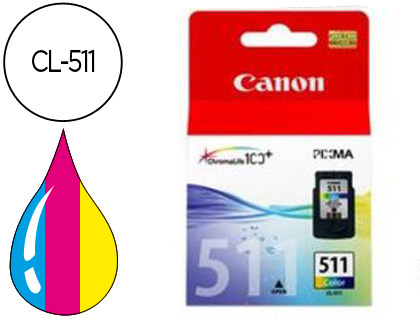 CARTOUCHE CANON JET D'ENCRE 2972 B001-CL511 TÊTE+ENCRE 3 COULEURS CYAN/MAGENTA/JAUNE 240P