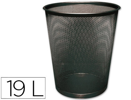 CORBEILLE À PAPIER Q-CONNECT MAILLE MÉTALLIQUE FORME CIRCULAIRE 19L 295X345X240MM COLORIS NOIR